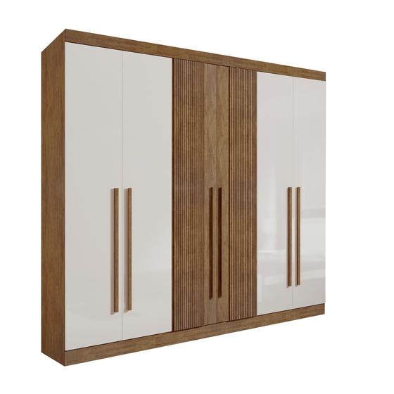 Imagem de Guarda Roupa Casal Ripado 6 Portas 6 Gavetas Da Vinci Ipê Off White 100% MDF - D' Doro