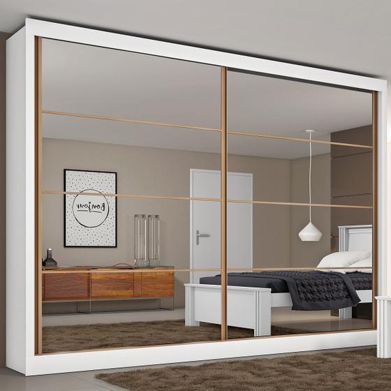 Guarda-Roupa Casal Royale Plus 2 Portas 6 Gavetas Espelhado 100% MDF Branco - Pnr Móveis Menor preço em Guarda-Roupa Casal Royale Plus 2 Portas 6 Gavetas Espelhado 100% MDF Branco - Pnr Móveis