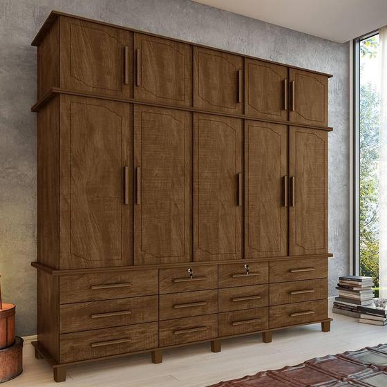 Imagem de Guarda Roupa Casal Triplex 10 portas 12 gavetas 100% MDF Berlim Malbec