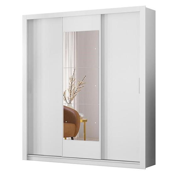 Imagem de Guarda Roupa Casal Vero 3 Portas Branco com Espelho - Demóbile