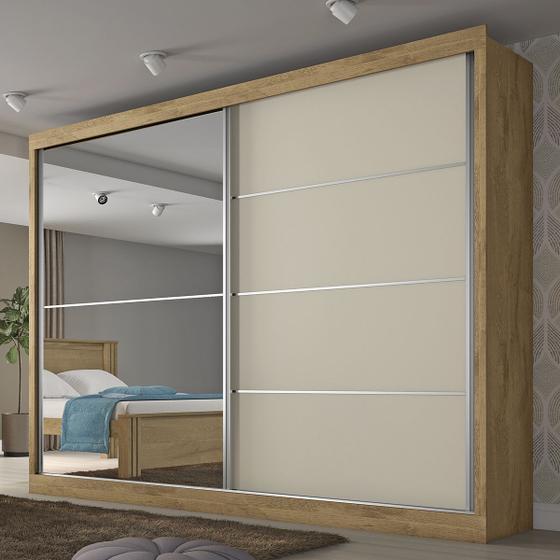 Guarda-Roupa Casal Verona 2 Portas 4 Gavetas Espelhado Amendoa/Off White - Mademarques Menor preço em Guarda-Roupa Casal Verona 2 Portas 4 Gavetas Espelhado Amendoa/Off White - Mademarques