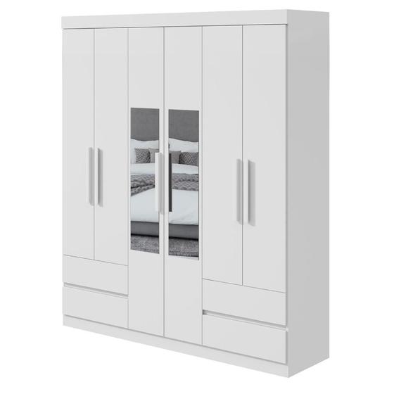 Imagem de Guarda-Roupa Casal Zeus 6 portas 4 gavetas Com Espelho Branco