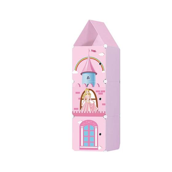 Imagem de Guarda Roupa Castelo Infantil Organizador De Brinquedos Rosa