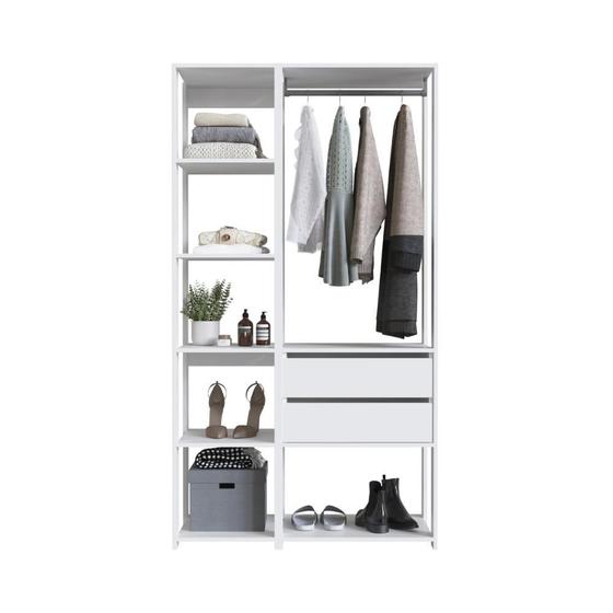 Imagem de Guarda Roupa Closet 2 Peças com 1 Cabideiros 2 Gavetas e 6 Nichos Easy Prodecor