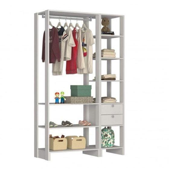 Imagem de Guarda-Roupa Closet 2 Peças com Cabideiro 2 Gavetas e 8 Nichos Yes