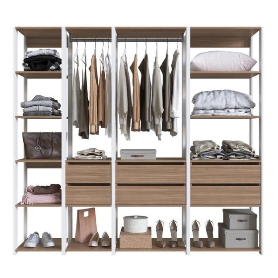 Imagem de Guarda Roupa Closet 4 Peças com 2 Cabideiros 6 Gavetas e 11 Nichos Easy