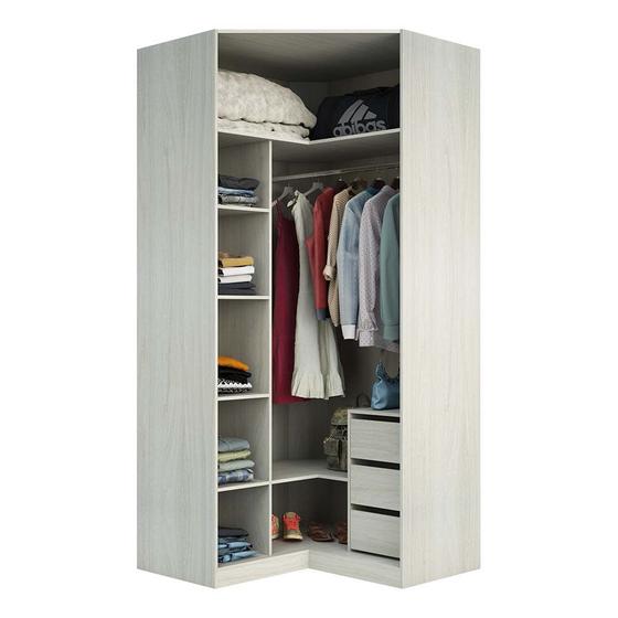 Imagem de Guarda Roupa Closet Aberto Canto Diagonal 3 Gavetas 1 Cabideiro 111,90cm Prime Luciane MA³veis