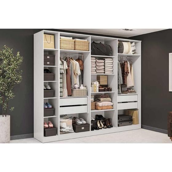 Imagem de Guarda Roupa Closet Casal Adapt 2 Peças (1 Aberto + 1 Módulo Aberto) QCM71 Branco - Kappesberg