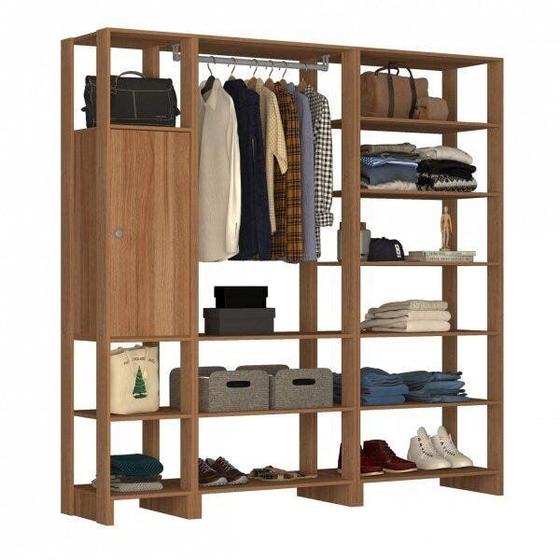 Imagem de Guarda-Roupa Closet com 1 Cabideiro 1 Porta com 2 Prateleiras e 12 Nichos Yes