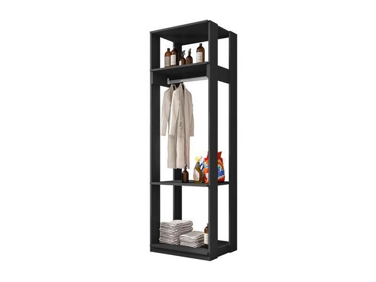 Imagem de Guarda Roupa Closet Com Prateleiras Titan Preto - Fdecor