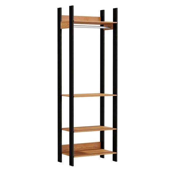 Imagem de Guarda Roupa Closet Industrial com Cabideiro 4 Prateleiras TW402 Freijó/Preto Fosco - Pradel