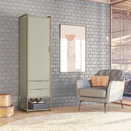Guarda-Roupa Closet Industrial Mital 1 PT 2 GV Off White e Dourado - Mobly Imagem de Guarda-Roupa Closet Industrial Mital 1 PT 2 GV Off White e Dourado