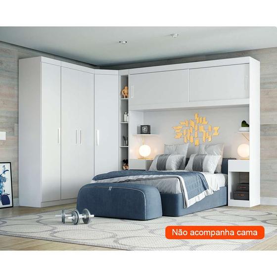 Guarda-Roupa Closet Modulado 6 PT 4 GV Gênova Branco Menor preço em Guarda-Roupa Closet Modulado 6 PT 4 GV Gênova Branco