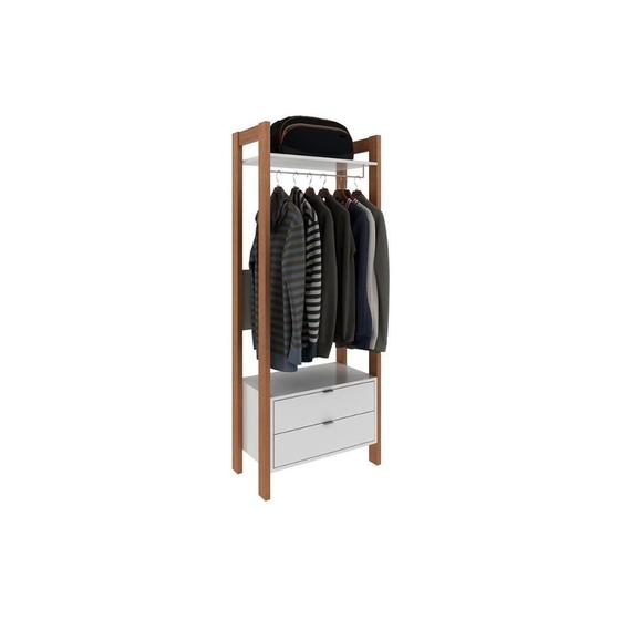 Imagem de Guarda Roupa Closet Modulado AZ1011 c/ 2 Gavetas e 1 Prateleira cor Amêndoa/Branco - Tecno Mobili
