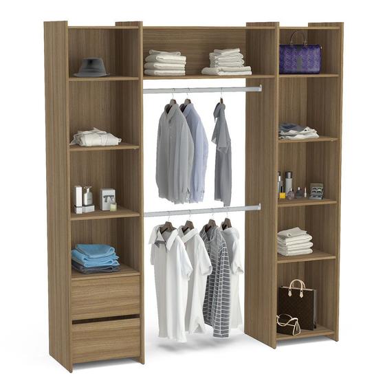 Guarda-Roupa Closet Modulado Diamante IV Castanho - Politorno - Guarda ...