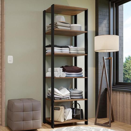 Imagem de Guarda-Roupa Closet Modulado Valencia 59cm Rustic/Preto Madesa