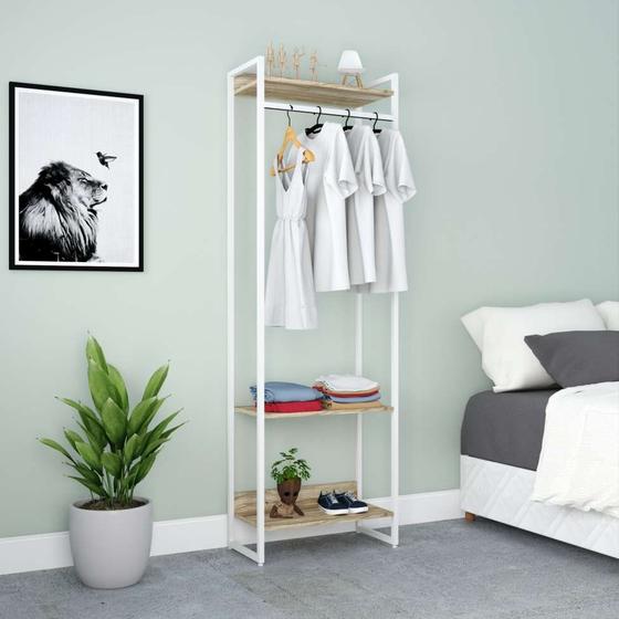 Imagem de Guarda-Roupa Closet Studio Carvalho e Branco 187x60 cm