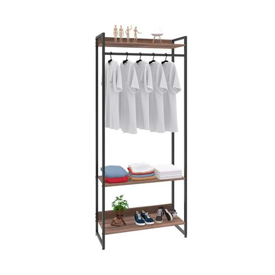 Imagem de Guarda-Roupa Closet Studio Nogal e Preto 80 cm