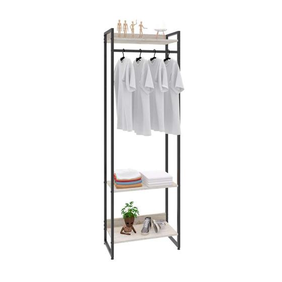 Imagem de Guarda-Roupa Closet Studio Snow e Preto 60 cm