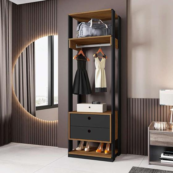 Imagem de Guarda-Roupa Closet Titan 2 GV Preto e Freijó