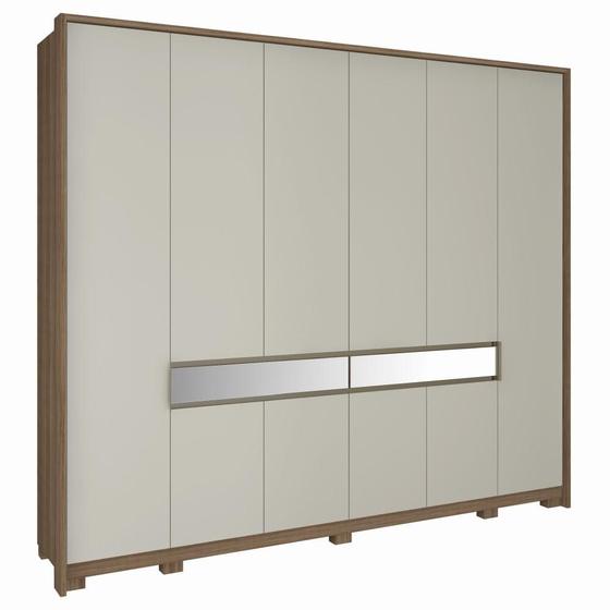 Guarda Roupa Com 10 Portas e Espelho Regência MDF Móveis Rimo Marrom Off White Menor preço em Guarda Roupa Com 10 Portas e Espelho Regência MDF Móveis Rimo Marrom Off White