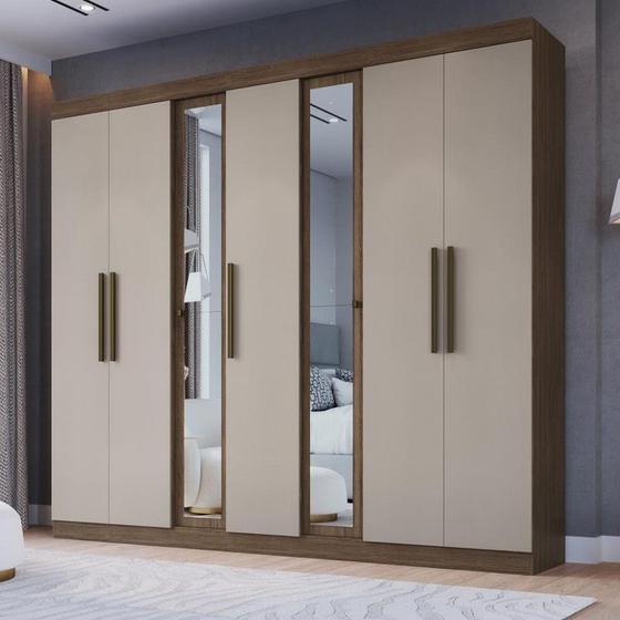 Imagem de Guarda Roupa com Espelho Casal 7 Portas 2 Gavetas Mônaco Faimec
