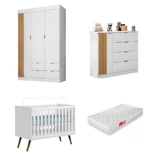 Imagem de Guarda Roupa, Cômoda Ayla Em Mdf + Berço com colchão