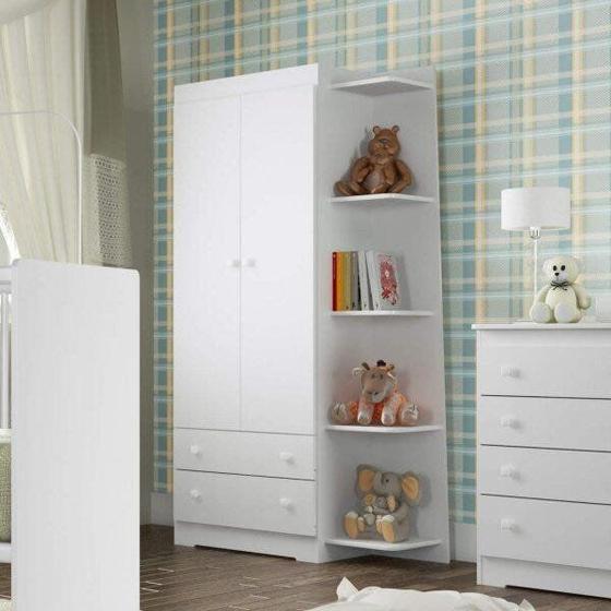 Imagem de Guarda-Roupa de Bebê 2 Portas 2 Gavetas com Cantoneira Bb820 Completa Móveis