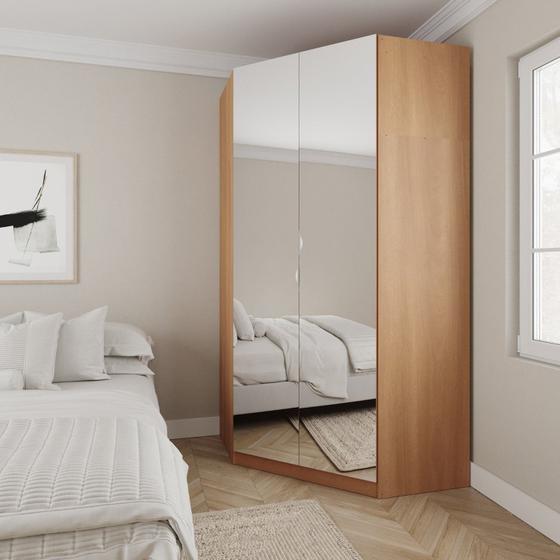 Imagem de Guarda Roupa de Canto Closet com 6 Prateleiras e Portas de Espelho Modular Hera Cabecasa Madeiramade