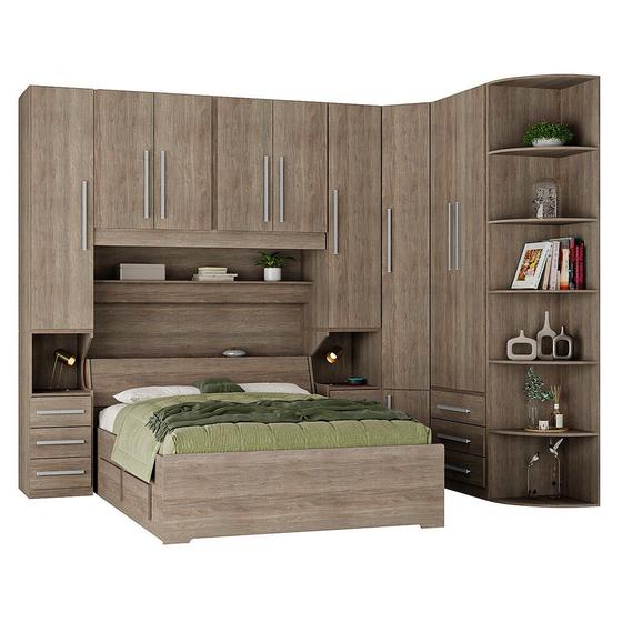 Guarda-Roupa de Canto com espaço para Box Queen 1219SQ Castanho ...