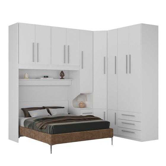 Imagem de Guarda-Roupa de Canto com Espaço para Cama Box Padrão 1218D Direito Branco