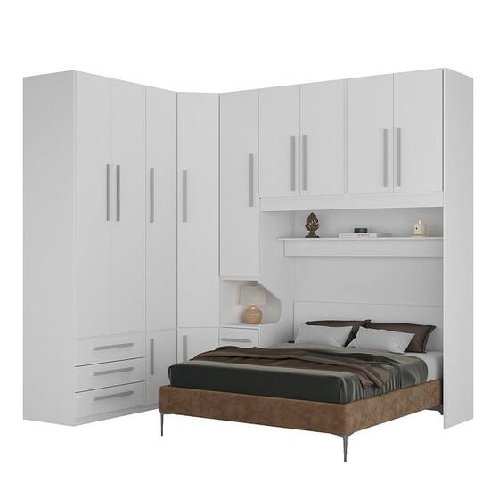 Guarda-Roupa de Canto com Espaço para Cama Box Padrão 1218E Branco ...