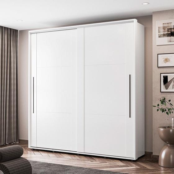 Imagem de Guarda Roupa De Casal 225cm Coimbra 2 Portas 6 Gavetas Branco - Politorno