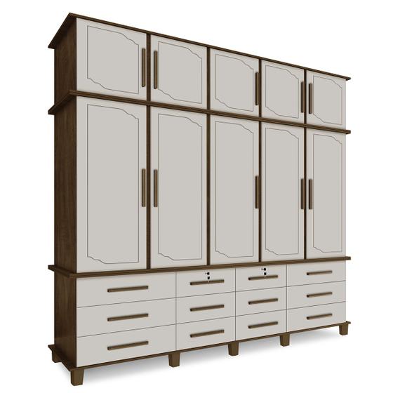 Imagem de Guarda Roupa de Casal Bettania com 5 Portas Malbec/Off White - Bela Móveis