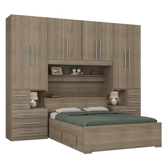 Imagem de Guarda-roupa de Casal com Cama Bau Embutida 1223 Castanho