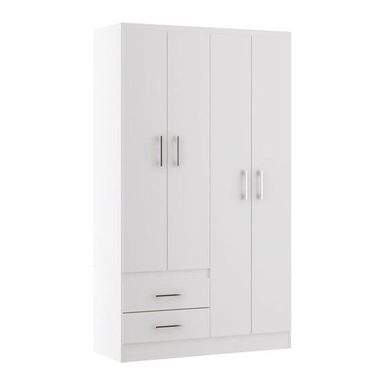 Imagem de Guarda Roupa De Solteiro 4 Portas 2 Gavetas Branco - Soluzione