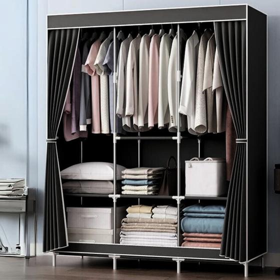 Guarda Roupa Desmontável Oraganizador Multiuso Com Bolsos Laterais Organiza Roupas Sapatos Portátil Armário Em Tecido Menor preço em Guarda Roupa Desmontável Oraganizador Multiuso Com Bolsos Laterais Organiza Roupas Sapatos Portátil Armário Em Tecido