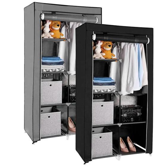 Guarda Roupa Dobrável Organizador De Roupa Armário Portátil Cabideiro Menor preço em Guarda Roupa Dobrável Organizador De Roupa Armário Portátil Cabideiro