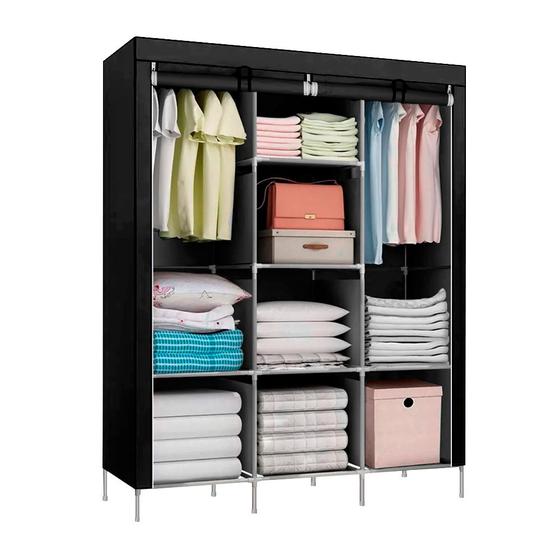 Guarda Roupa Dobrável Organizador De Roupa Preto 88130b Menor preço em Guarda Roupa Dobrável Organizador De Roupa Preto 88130b