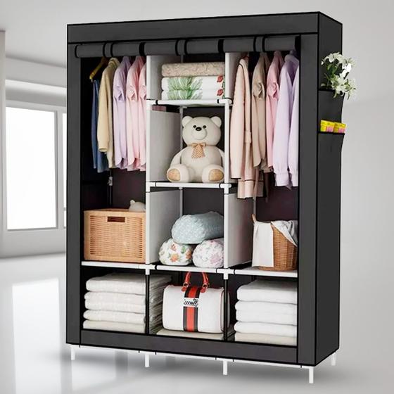 Guarda Roupa Dobrável Organizador Portátil Armário Grande Preto- XHMPYC03BA Menor preço em Guarda Roupa Dobrável Organizador Portátil Armário Grande Preto- XHMPYC03BA