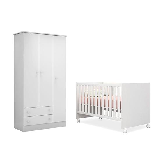 Guarda Roupa Doce Sonho e Berço Americano Branco Qmovi Menor preço em Guarda Roupa Doce Sonho e Berço Americano Branco Qmovi
