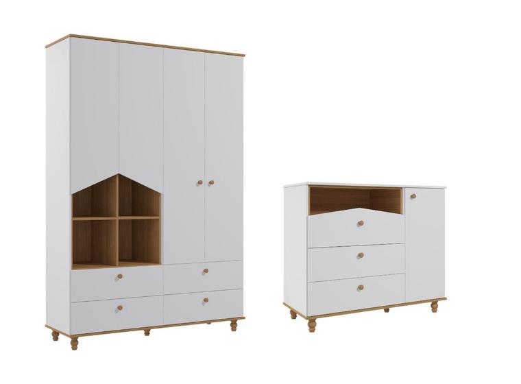 Imagem de Guarda Roupa e Cômoda Retro Casinha Permobili MDF