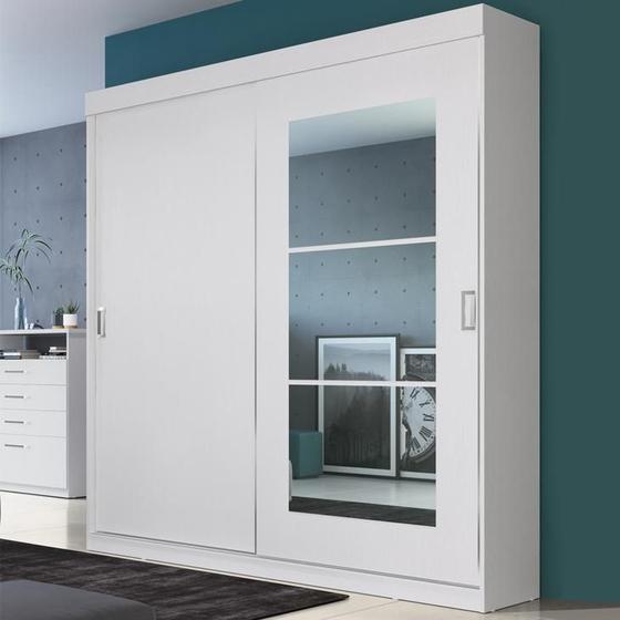 Guarda-Roupa Edez/Herval Solteiro 180,6 m Pratik, 2 Portas de Correr Touch Branco, com Espelho Menor preço em Guarda-Roupa Edez/Herval Solteiro 180,6 m Pratik, 2 Portas de Correr Touch Branco, com Espelho
