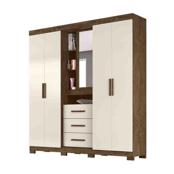 Imagem de Guarda-Roupa Eldorado Castanho Wood/Baunilha Moval Móveis