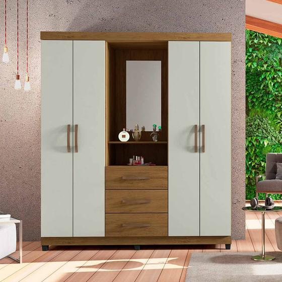 Imagem de Guarda Roupa Espanha L01 4 Portas e 3 Gavetas com Espelho - ADJ Decor