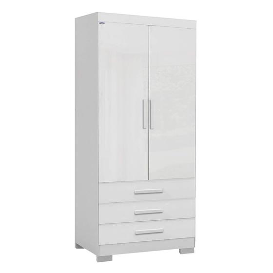 Imagem de Guarda Roupa Floripa Solteiro 2 Portas 3 Gavetas Rud Rack Cor Branco