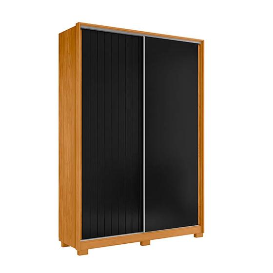 Imagem de Guarda Roupa Frizatto com 2 Porta de Correr e 3 Gavetas Sem Espelho em Carvalho com Preto Shop das Cabeceiras