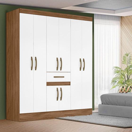 Imagem de Guarda Roupa Grande 8 Portas 1 Gaveta Naturale Branco Plínio Shop JM