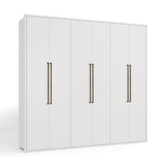 Imagem de Guarda Roupa Grande Casal Armário Roupeiro 250 cm 6 Portas 4 Gavetas 6 Prateleiras Quarto Branco