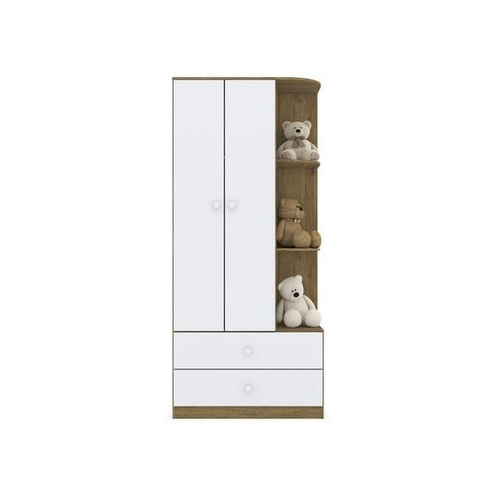 Imagem de Guarda Roupa Infantil 02 Portas Labirinto Henn Rústico Com Branco